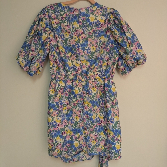 En Saison Puff Sleeve Floral Midi Dress Size Medium Cotton - Picture 12 of 17